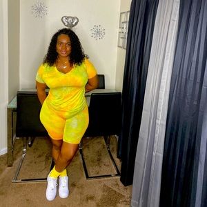 V Neck Tie dye set(Mango